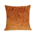 Orange velvet jacquard cushion cover, square botanical geometric pattern throw pillow case. - 45x45cm / B240911-1 (160g)