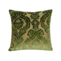Green velvet jacquard throw pillow cover with vintage botanical pattern for home sofa - 45x45cm / B240910-2 (150g)