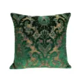 Green and gold velvet jacquard throw pillow cover, square decorative cushion for sofa bed. - 45x45cm / B240913-2 (150g)
