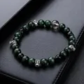 Bracelet crâne en cristal vert pour homme et femme, bijoux tendance style gothique perles. - Bracelet Cristal de Dragon Vert Crâne Gothique (S0045-A)