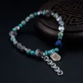 Bracelet de perles en pierres précieuses avec hématite irrégulière et pendentif en métal. - Bracelet de Perles Multi-Éléments Irréguliers Mixtes (S0041-A)