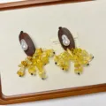Vintage wooden yellow crystal tassel earrings elegant pearl stud jewelry for women chic accessory - Citrine Tassel Style (EH2585)
