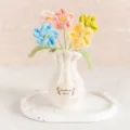 Planta en maceta de flores de ganchillo hechas a mano lindo hilo decoración de mesa para hogar - No me Olvides / Multicolor