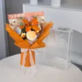 Handmade crochet flower bouquet gift for Mother's Day, knitted artificial floral arrangement. - Orange Lily Style (With PET Box)