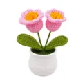 Handgemachte Häkel-Topfpflanze gestrickte Blume Wolle Heimdekoration Tisch-Ornament rosa - 2-Kopf Maiglöckchen (Rosa)
