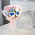 Handmade crochet knitted flower bouquet romantic gift for Mother's Day and graduation. - Thai Rose Style (With PET Box)