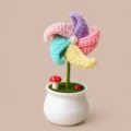 Planta en maceta con molinillo de viento de ganchillo, flor tejida para decoración. - Color 1