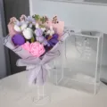 Handmade crochet flower bouquet knitted yarn flowers Mother's Day gift purple bouquet - Tulip Style (With PET Box)