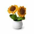 Handgemachte gehäkelte Sonnenblume Topfpflanze gelbe Strickblume Heimdekoration - 2-Kopf Gänseblümchen (Gelb)