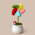 Planta de maceta con molinillo de viento de ganchillo, flor tejida decoración escritorio. - Color 2