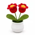 Handgemachte Häkeln Topfblume rote Tulpe Wolle Strick Pflanze Haus Schreibtisch Deko - 2-Kopf Maiglöckchen (Rot)