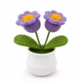Handgemachte gehäkelte Topfblume lila Maiglöckchen Schlafzimmer Tisch Dekoration Ornament - 2-Kopf Maiglöckchen (Lila)