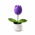 Handgemachte gehäkelte lilafarbene Tulpe im Topf, süße Strickblume Desktop-Ornament für Zuhause. - Einzelkopf Tulpe (Lila)