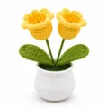 Handgefertigte Häkel-Blumentopf-Strick-gelbe Narzisse Heimdekoration Ornament süßes Tischgeschenk - 2-Kopf Maiglöckchen (Gelb)