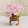 Handgemaakte gehaakte potplant emotionele ondersteuning pop bureau decoratie cadeau - Roze Vergeet-mij-nietje