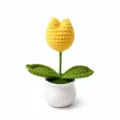 Handgemachte gehäkelte gelbe Tulpe Topfpflanze süße gestrickte Blume Tischdekoration - Einzelkopf Tulpe (Gelb)