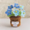 Handgehaakte potplant emotionele ondersteuning schattige bureau decoratie leuk cadeau - 6-Kops Vergeet-mij-nietje Blauwe Gradiënt