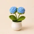 Handgemachte gehäkelte blaue Rosen Topfpflanze, süße Deko Blume für Schreibtisch Schlafzimmer - 2-Kopf Rose (Blau)