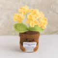 Gehaakte potplant met emotionele steunboodschap, schattig bloemcadeau voor bureaudecoratie. - 6-Kops Vergeet-mij-nietje Geel