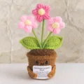 Carina pianta di supporto emotivo all'uncinetto fiori rosa vaso giocattolo decorazione - 3 Piccoli Fiori Rosa