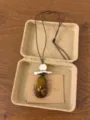 Collana con ciondolo in ambra vintage boho catena lunga maglione con corda marrone regolabile donna - Stile C (XL4725C)