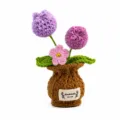 Flor de tulipán de ganchillo hecha a mano maceta de escritorio para decoración de lana. - Tulipán / Púrpura