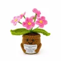 Planta en maceta de ganchillo hecha a mano con tarjeta de apoyo emocional, bonita muñeca flor. - No Me Olvides de 6 Cabezas Rosa Degradado