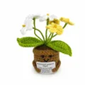 Planta de maceta de ganchillo hecha a mano muñeca de flor de apoyo emocional tejida escritorio - No Me Olvides Amarillo