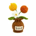 Flor de maceta de ganchillo hecha a mano decoración de escritorio maceta de lana. - Tulipán / Naranja