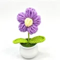 Handmade crochet flower potted plant desktop ornament cute knitted purple puff flower decor - Purple