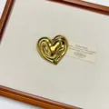 Vintage gold liquid heart brooch pin, abstract metallic aesthetic jewelry accessory. - Gold Heart Brooch (XZ0165)