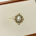Vintage baroque pearl rhinestone brooch detail shot, elegant court style pin for women's outfits. - Gold Sunflower Brooch (XZ0159A)