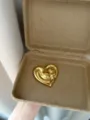 Vintage style metal heart brooch for women, minimalist fashion pin aesthetic accessories. - Heart (XZ0165) / Gold