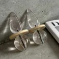 Vintage clear resin teardrop earrings with wooden ring unique geometric drop jewelry - Transparent Water Drop Style (EH2749)