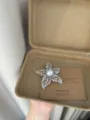 Detail view of a stunning rhinestone starfish brooch with a central pearl, elegant accessory. - Star (XZ0158B)