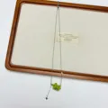 Delicate green apple pendant necklace detail, silver chain with elegant tassel and star design. - Apple Core Tassel Necklace Style (XL3841)
