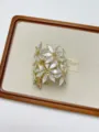 Exaggerated metal open cuff bracelet with white flower design for women daily wear - White Maple Leaf Style (SL0376A)