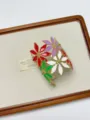 Multi-color floral open cuff bracelet gold tone metal fashion jewelry for women stylish - Colorful Maple Leaf Style (SL0376B)