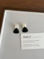 Vintage transparent resin geometric drop earrings, niche design aesthetic jewelry detail. - Black White Contrast Geometric Style (EH3311)