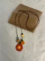 Handmade style long sweater necklace with resin fruit slice pendant and chic beads. - Deep Carrot Style