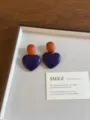Handmade wooden heart earrings with unique contrast color design, vintage drop earrings. - Wood Heart Style(EH3272)
