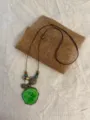 Boho Green Fruit Slice Resin Pendant Necklace Long Sweater Chain for Women Summer - Cucumber Necklace Style