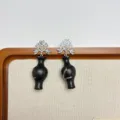 European vintage black vase dangle earrings, unique trendy exaggerated ear studs for women fashion. - Silver Vase Style (EH2644B)