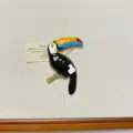 Vintage colorful wooden toucan brooch enamel fashion bird pin jewelry for women detail - Black Parrot Brooch (XZ0164A)