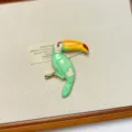 Vintage Colorful Enamel Toucan Bird Brooch Pin For Women Fashion Accessories Jewelry Gift - Green Parrot Brooch (XZ0164B)