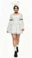 Gothic white lace dress plus size women vampire long sleeve tiered hem party costume - White Blazer Dress