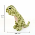 Detailed size guide for green dinosaur squeaky plush dog toy, measuring 23cm by 12cm - Standing Tyrannosaurus Rex / Light Green