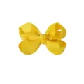 Vibrant yellow grosgrain ribbon bow hair clip for children featuring a classic textured finish - Yellow (21-645)