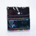 Lot de 36 feutres fins imperméables avec pointe de 0,4 mm pour l'art et le croquis - Série d'illustrations de hibou / Lot de 36 (0.4mm) / Coloré