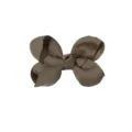 Barrette à cheveux avec nœud en ruban gros-grain marron pour filles, texture côtelée - Coffee (28-840)
